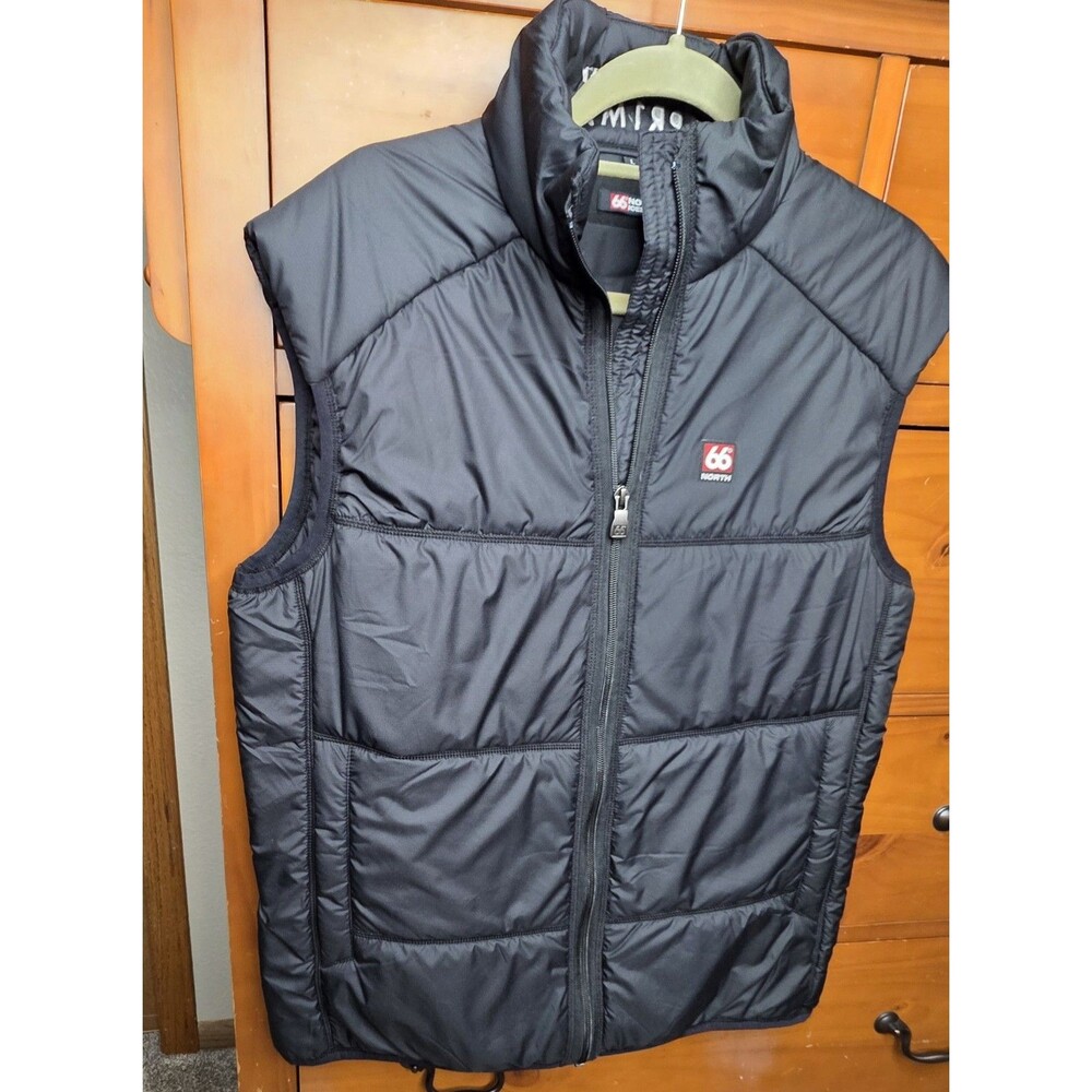 66 North Puffer Vest Size Large Black Quilted Insulated Full Zip Outdoor Active - Picture 2 of 13